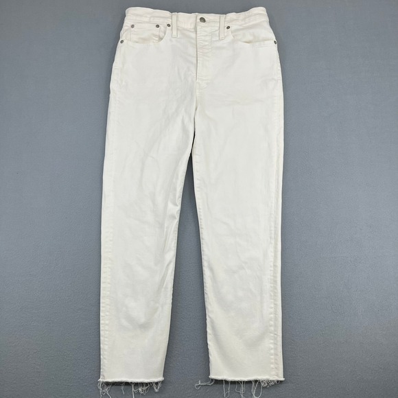Madewell Denim - Madewell‎ The Perfect Vintage Crop Jean White High Rise Raw Hem Size 30